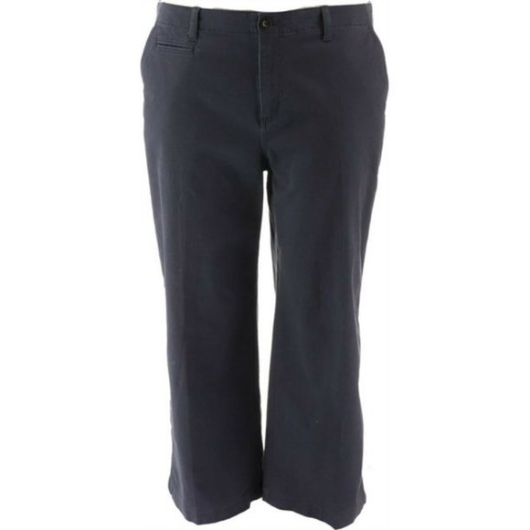 NWT LANDS' END CHINO MID RISE WIDE LEG ANKLE PANTS DARK IRON GRAY 4 - Picture 2 of 5